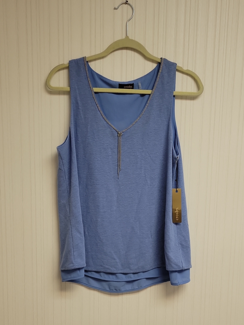 Crosby Light Blue Linen Blend Sleeveless Top New Office Summer Coastal Grandma